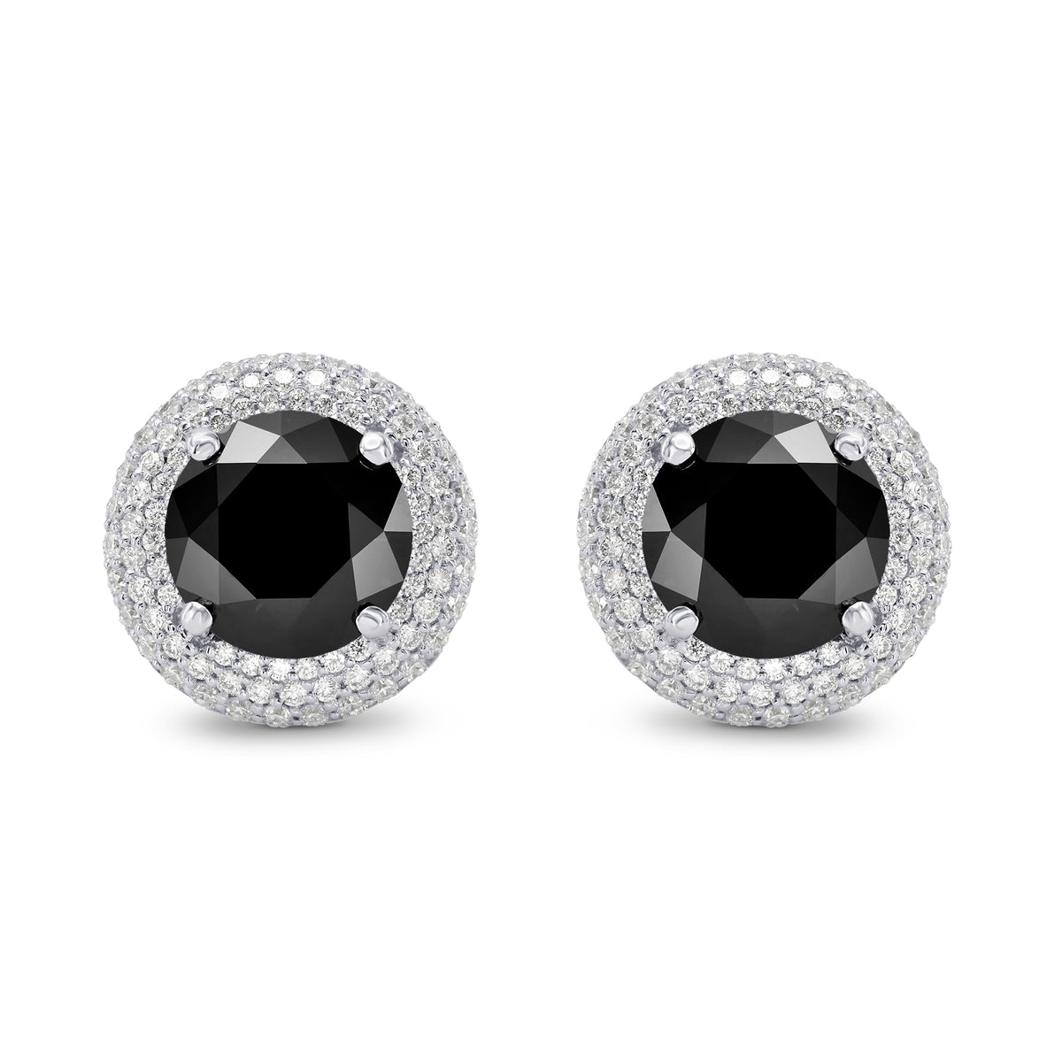 Natural Unheated Round Fancy Black Diamond Earrings