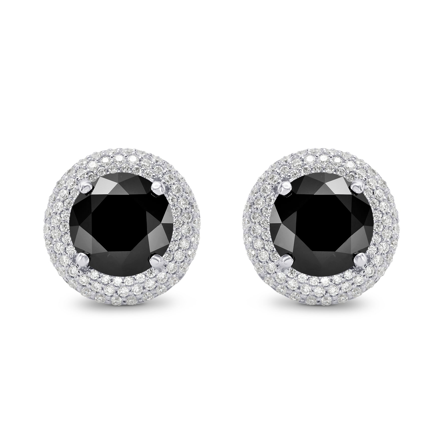 Natural Unheated Round Fancy Black Diamond Earrings
