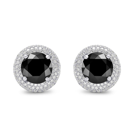 Natural Unheated Round Fancy Black Diamond Earrings