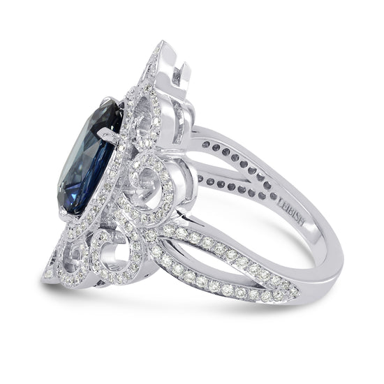3.42Ct Oval Sapphire and Diamond Dress Ring