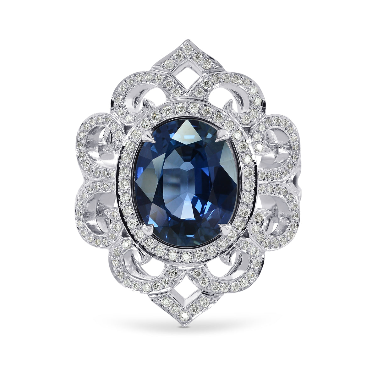 3.42Ct Oval Sapphire and Diamond Dress Ring