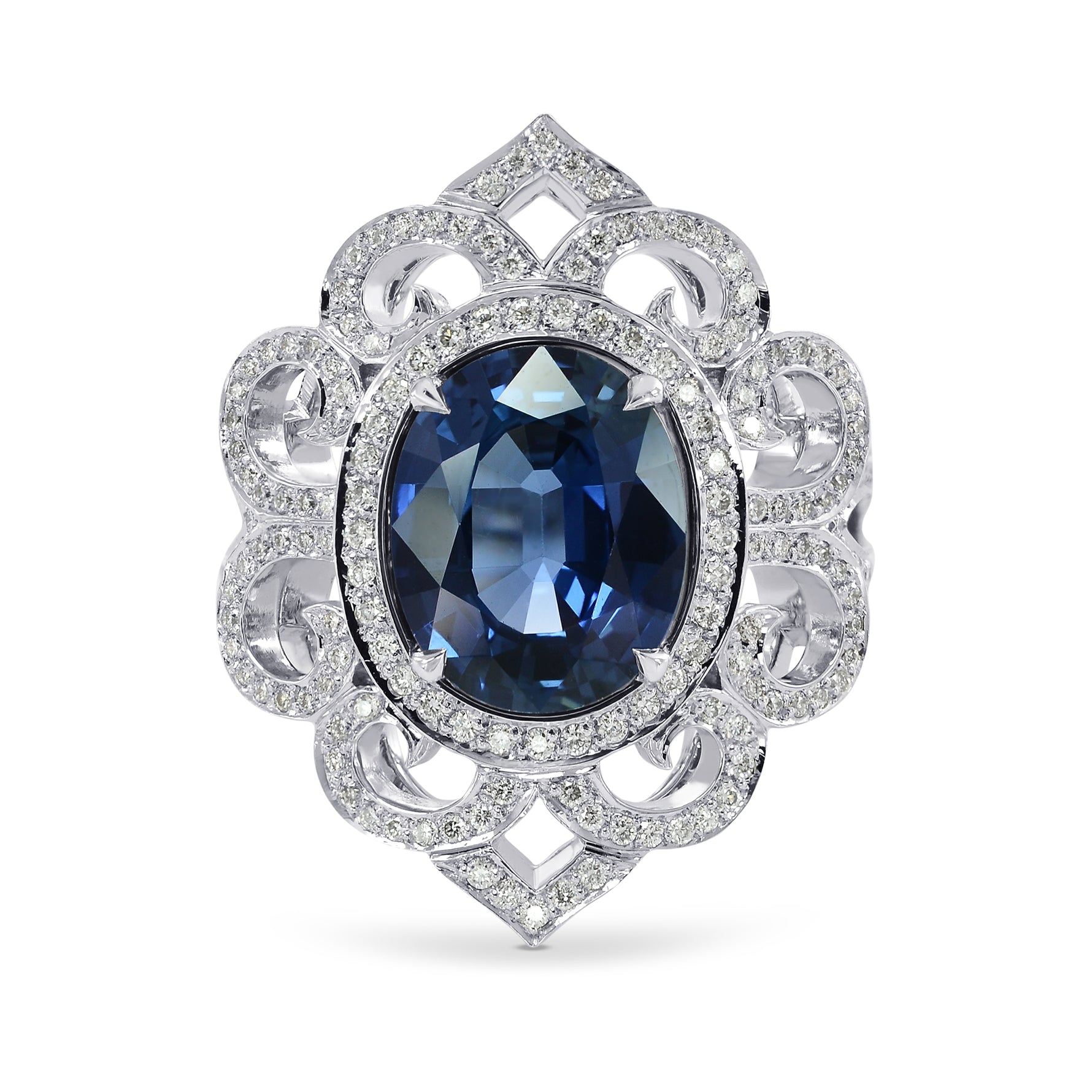 3.42Ct Oval Sapphire and Diamond Dress Ring