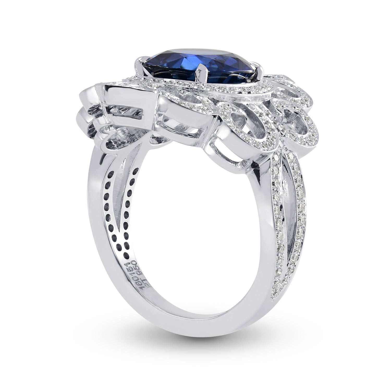 3.42Ct Oval Sapphire and Diamond Dress Ring