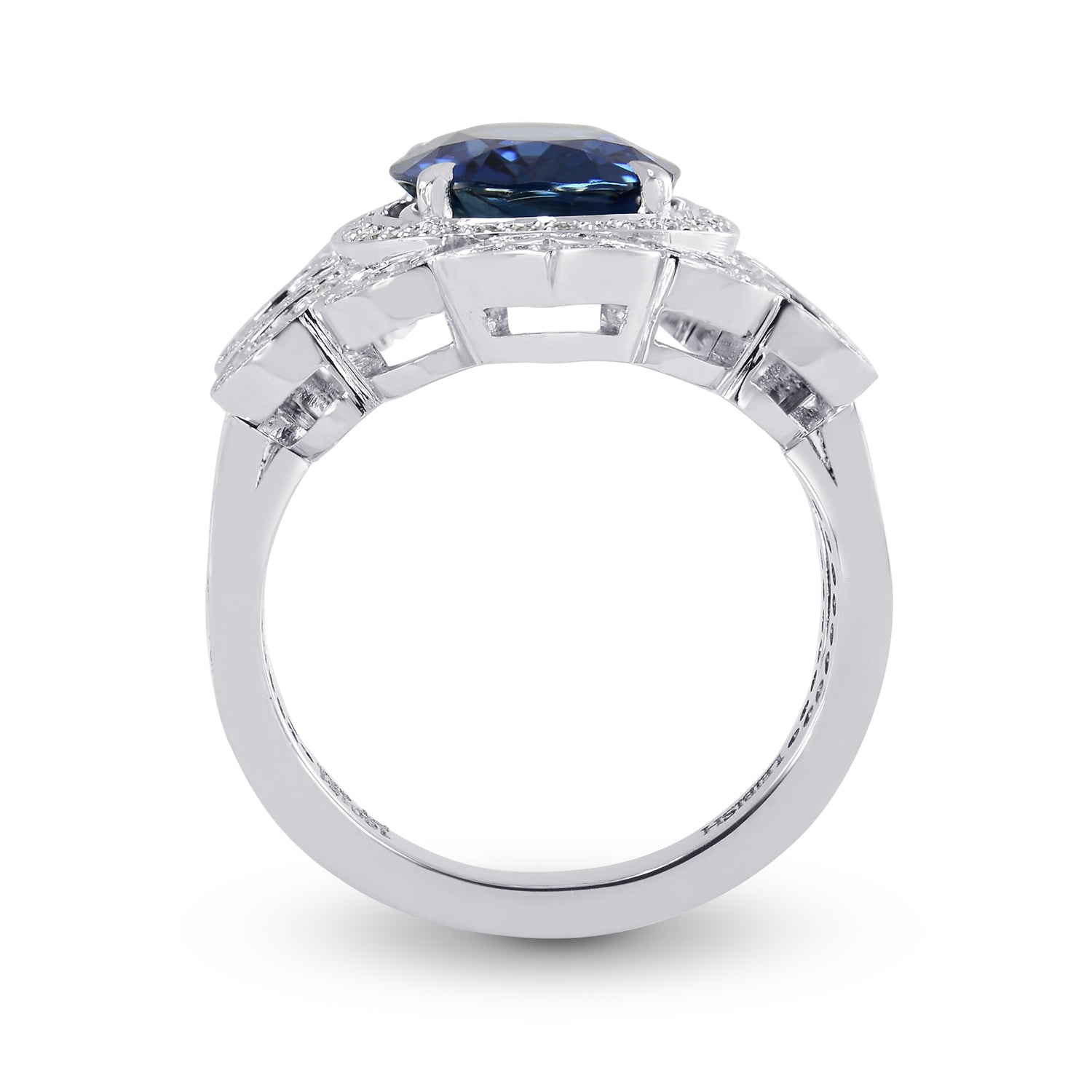 3.42Ct Oval Sapphire and Diamond Dress Ring