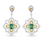 Emerald and Fancy Intense Yellow Diamond Drop Earrings