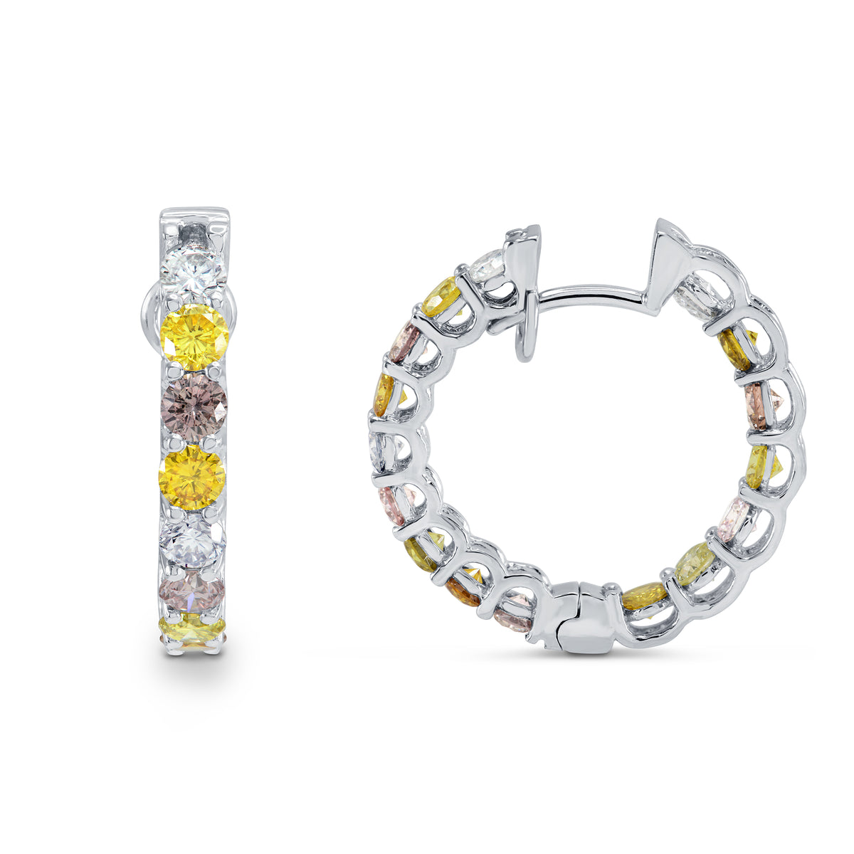 Multicolored Diamond Hoop Earrings