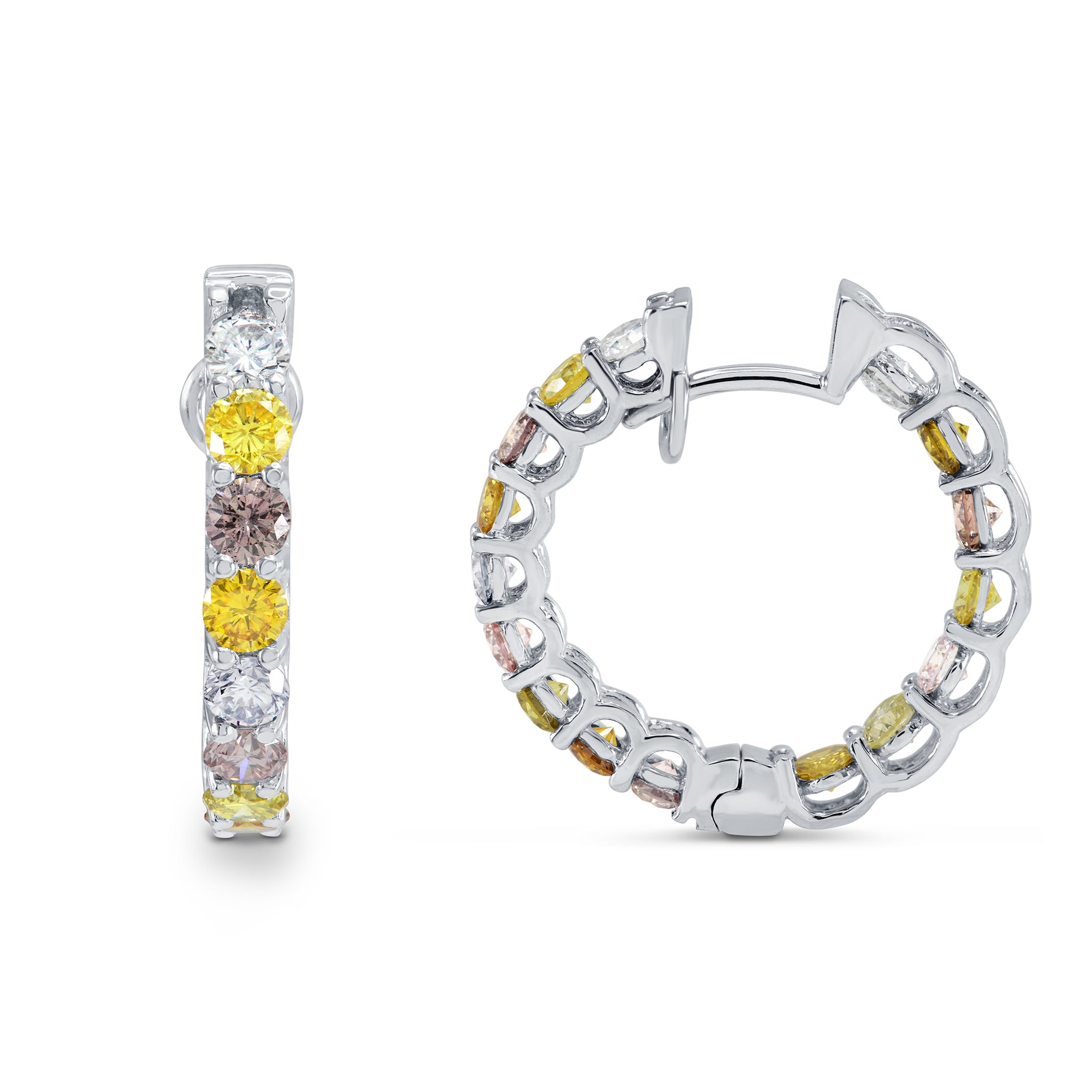 Multicolored Diamond Hoop Earrings