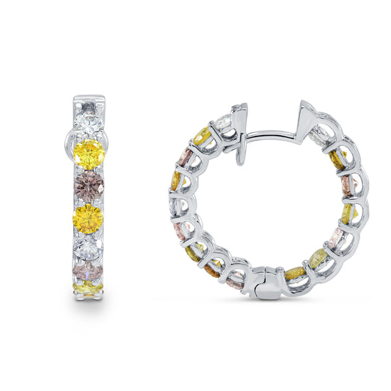 Multicolored Diamond Hoop Earrings