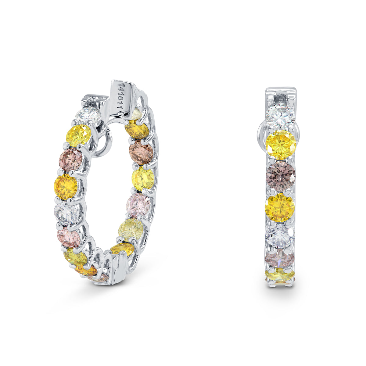 Multicolored Diamond Hoop Earrings