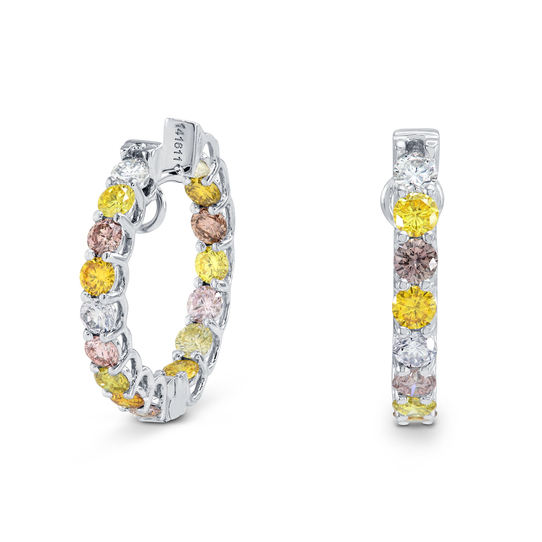 Multicolored Diamond Hoop Earrings
