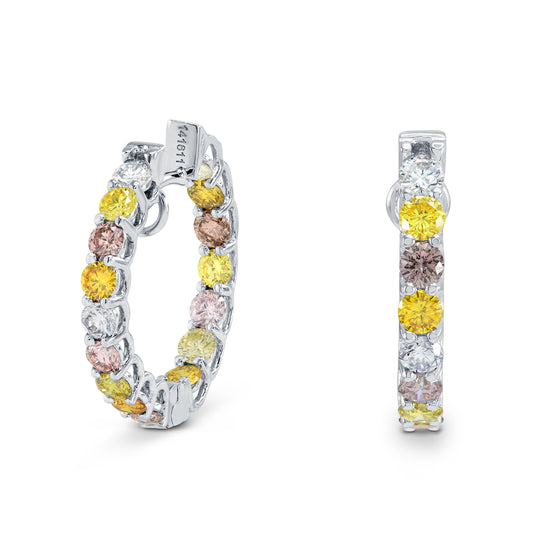 Multicolored Diamond Hoop Earrings