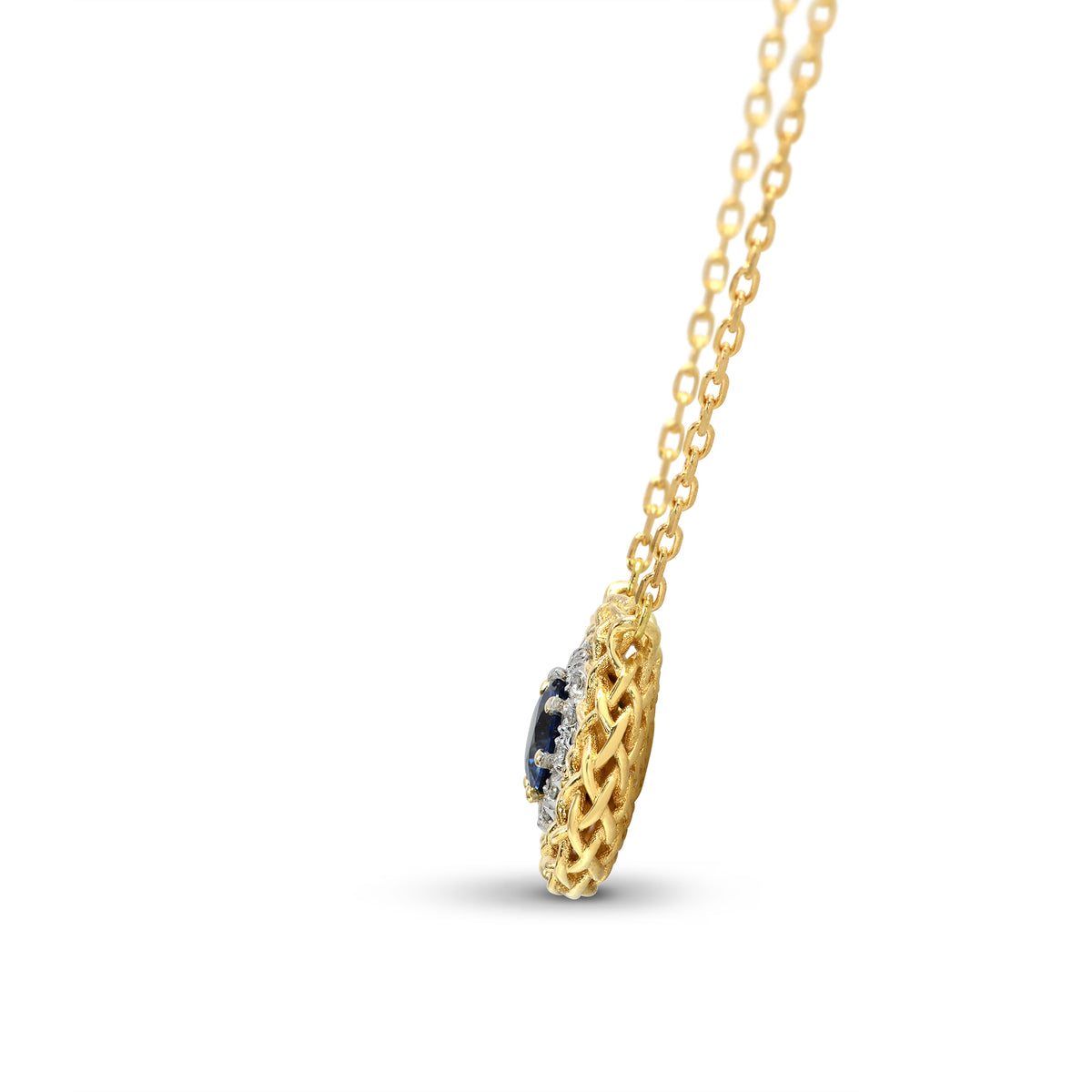 Sapphire & Diamond Basket Pendant