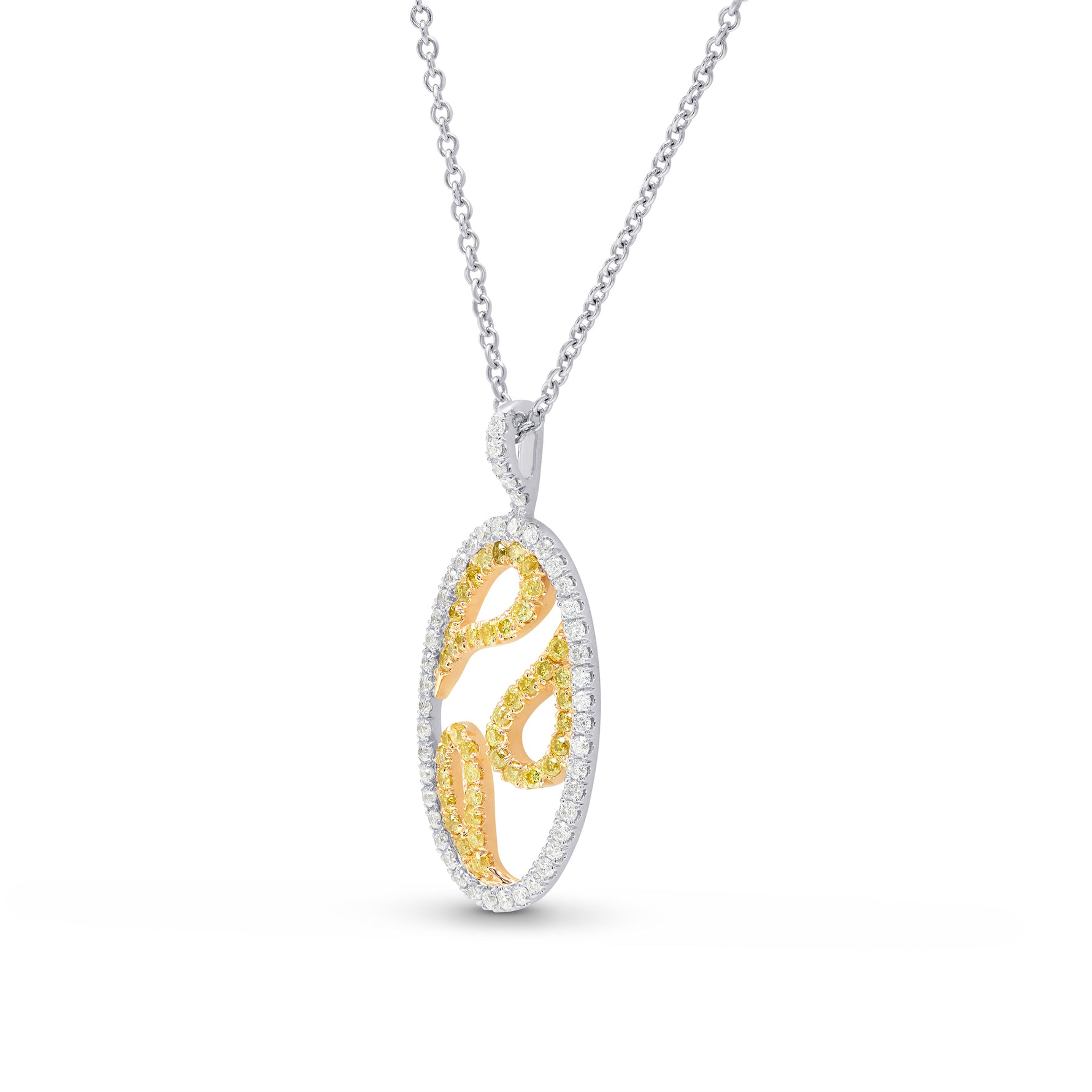 Fancy Intense Yellow & White Diamond Pendant
