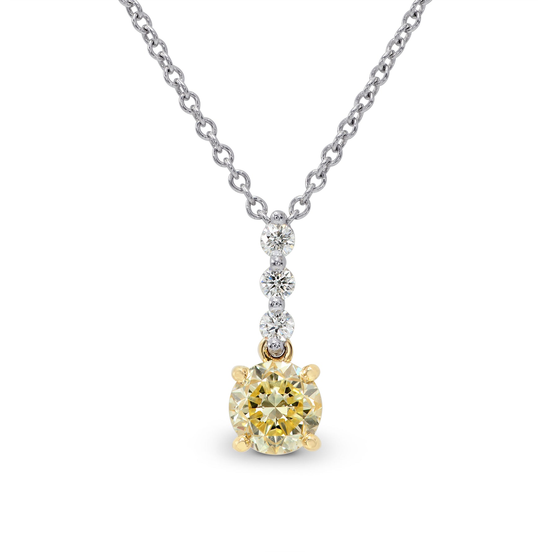 Fancy Yellow Round Diamond Pendant