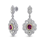 Ruby & Diamond Drop Halo Earrings