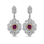 Ruby & Diamond Drop Halo Earrings