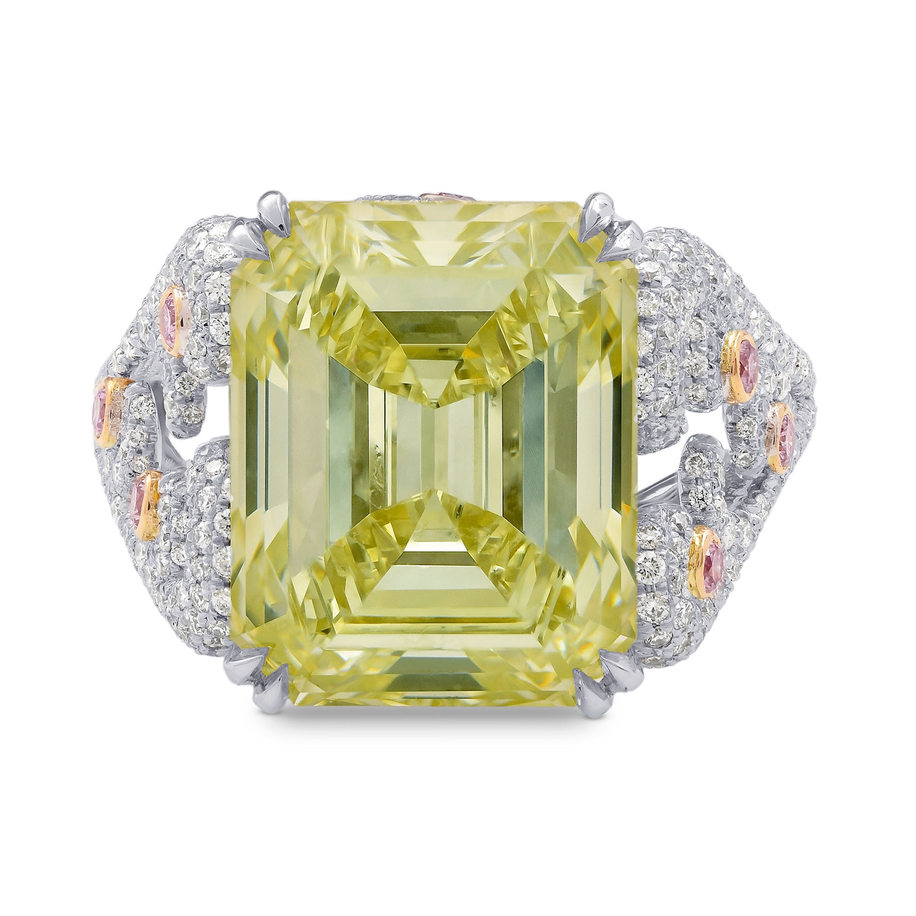 Fancy Green Yellow Emerald Diamond Ring