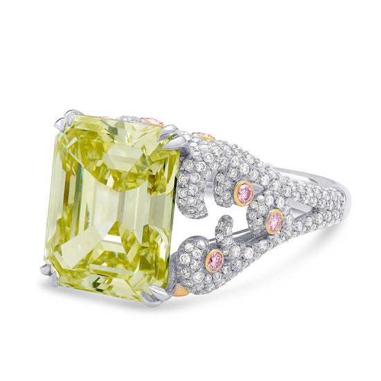Fancy Green Yellow Emerald Diamond Ring