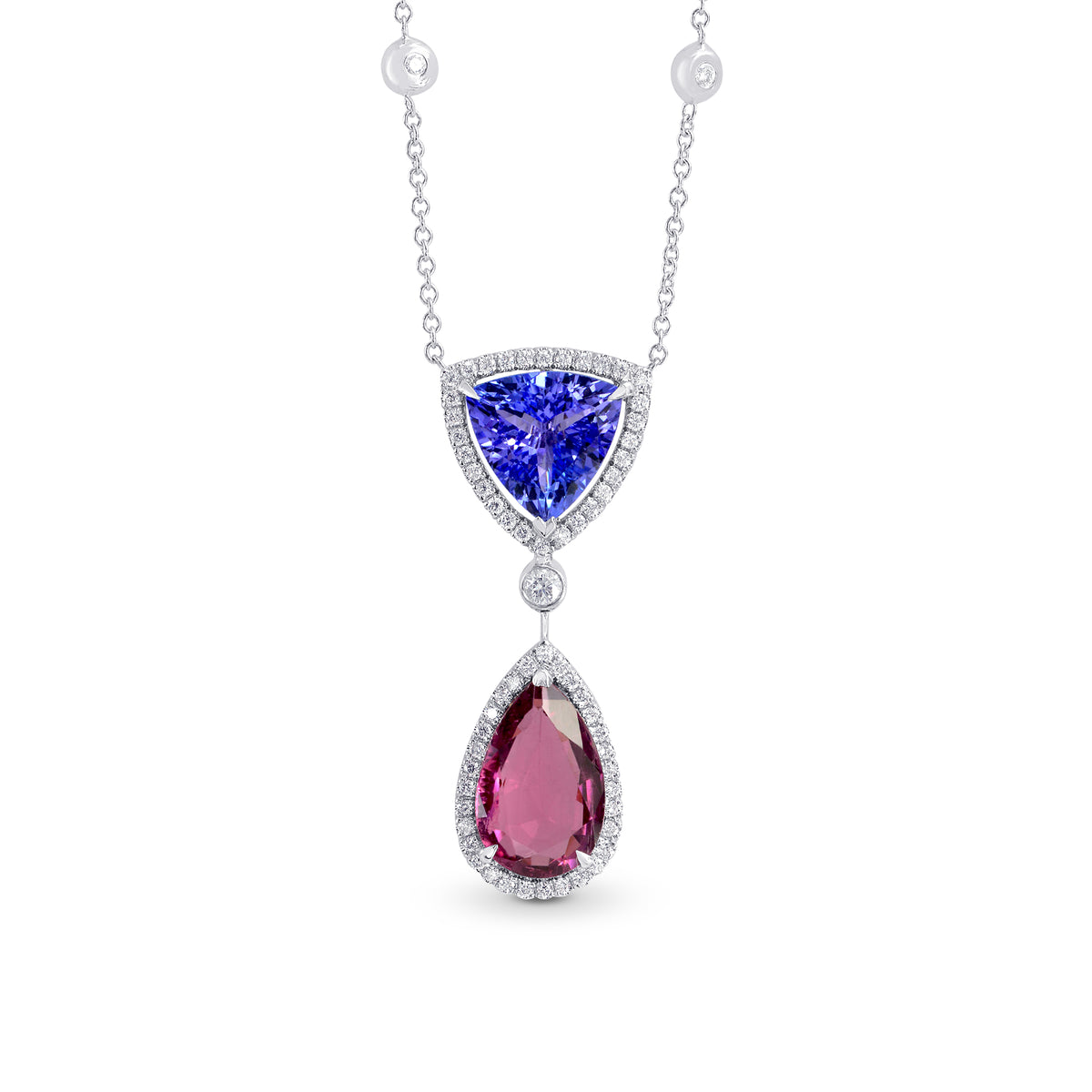 Tanzanite & Pink Tourmaline Diamond Pendant