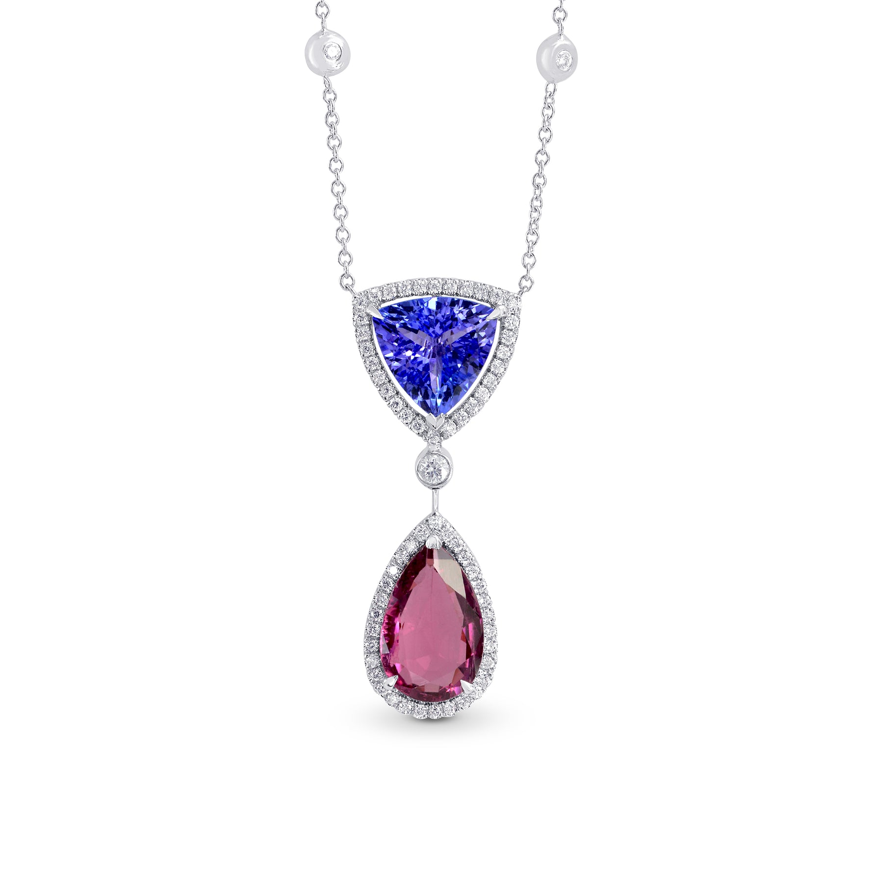 Tanzanite & Pink Tourmaline Diamond Pendant