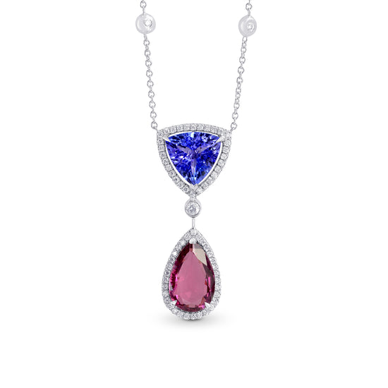 Tanzanite & Pink Tourmaline Diamond Pendant