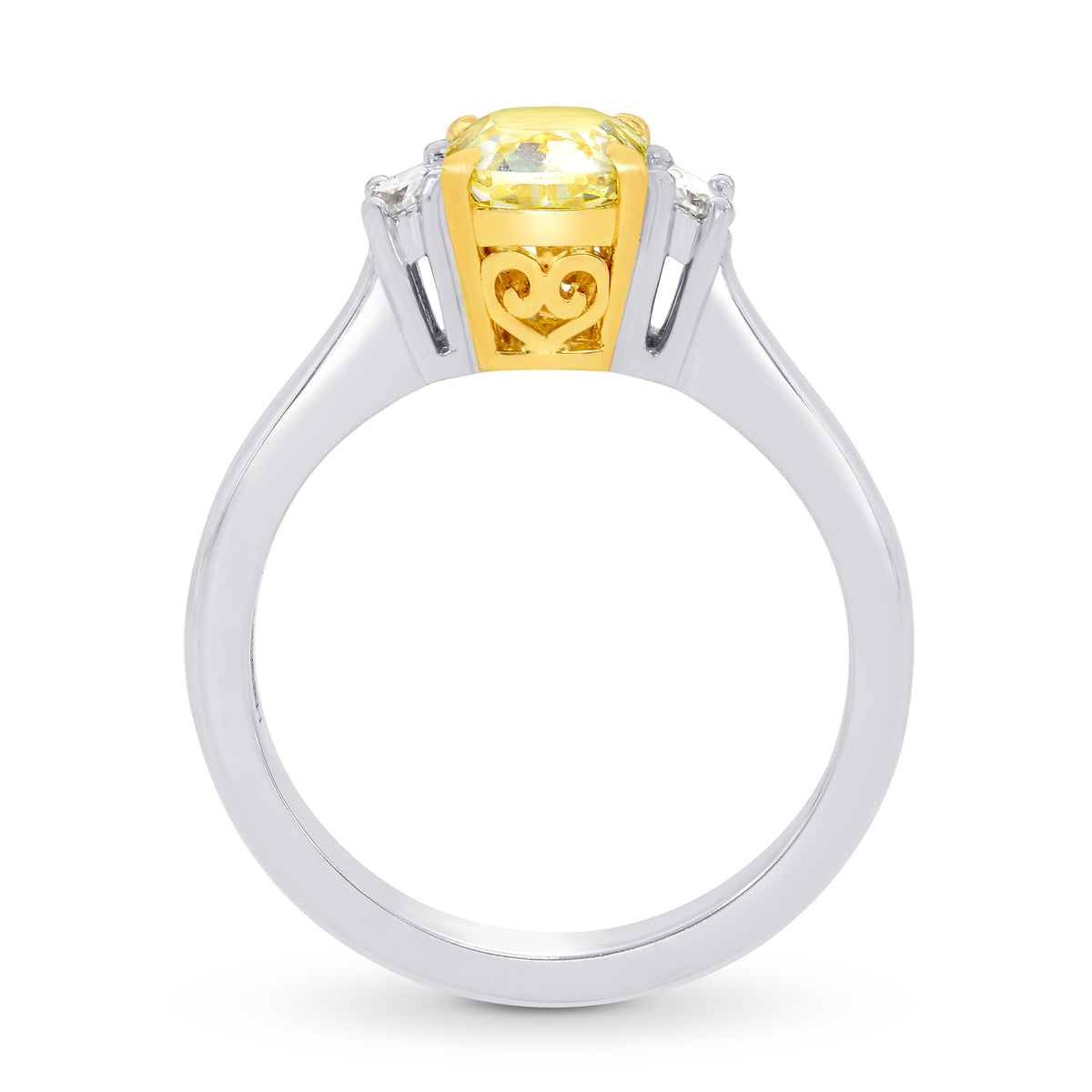 Fancy Yellow Cushion & Half-moon Diamond Ring