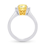 Fancy Yellow Cushion & Half-moon Diamond Ring