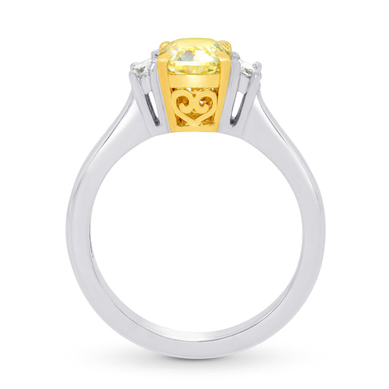 Fancy Yellow Cushion & Half-moon Diamond Ring