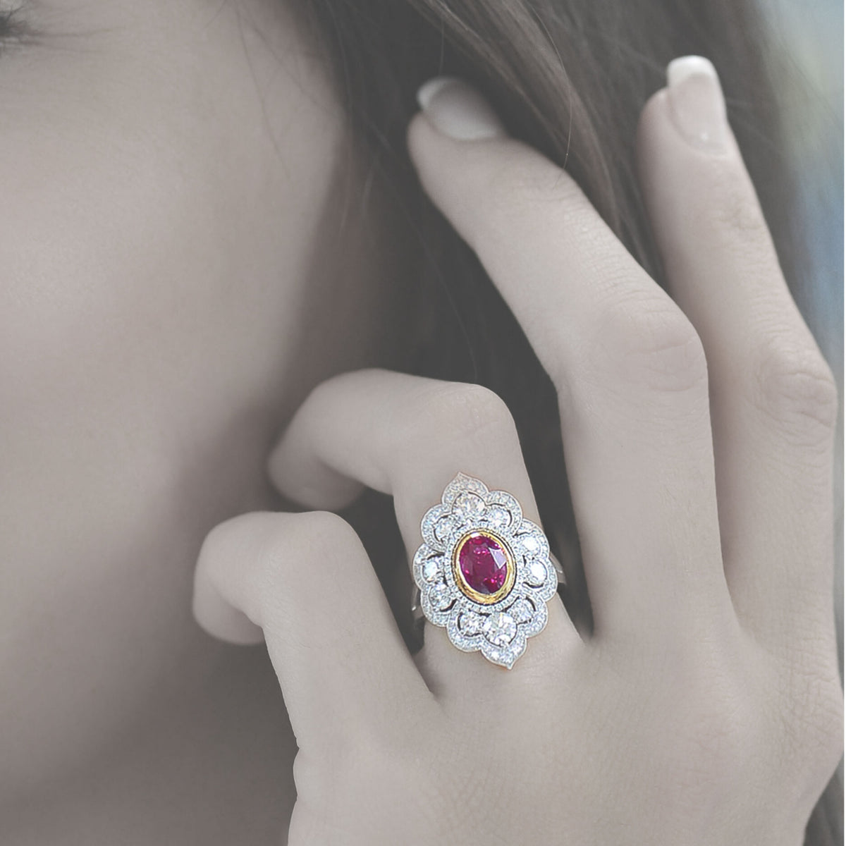 Ruby & Diamond Designer Couture Ring