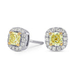 Fancy Yellow Radiant Diamond Halo Earrings