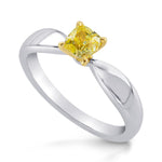 Fancy Intense Yellow Cushion  Diamond Solitaire Ring