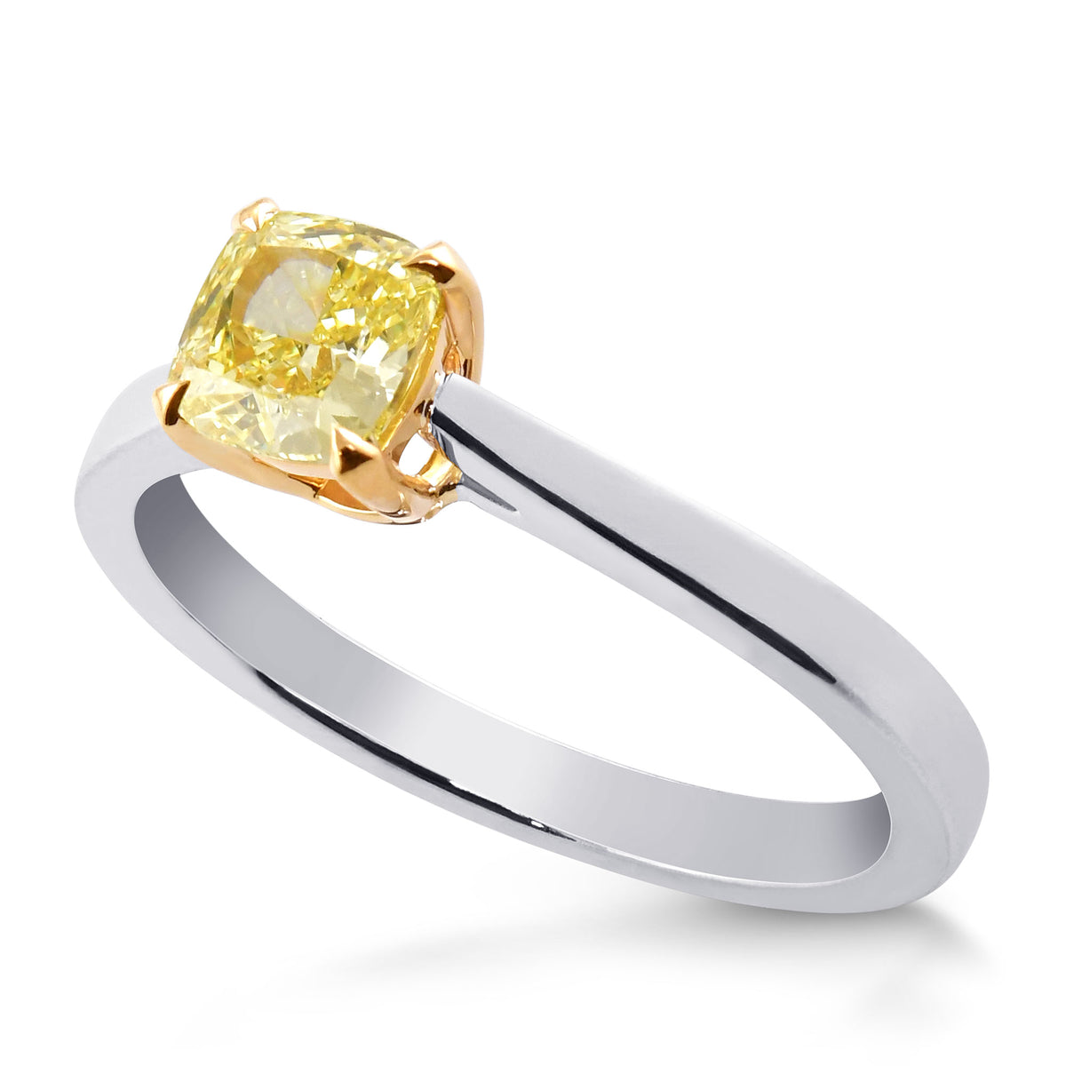 Fancy Intense Yellow Cushion Diamond Solitaire Ring