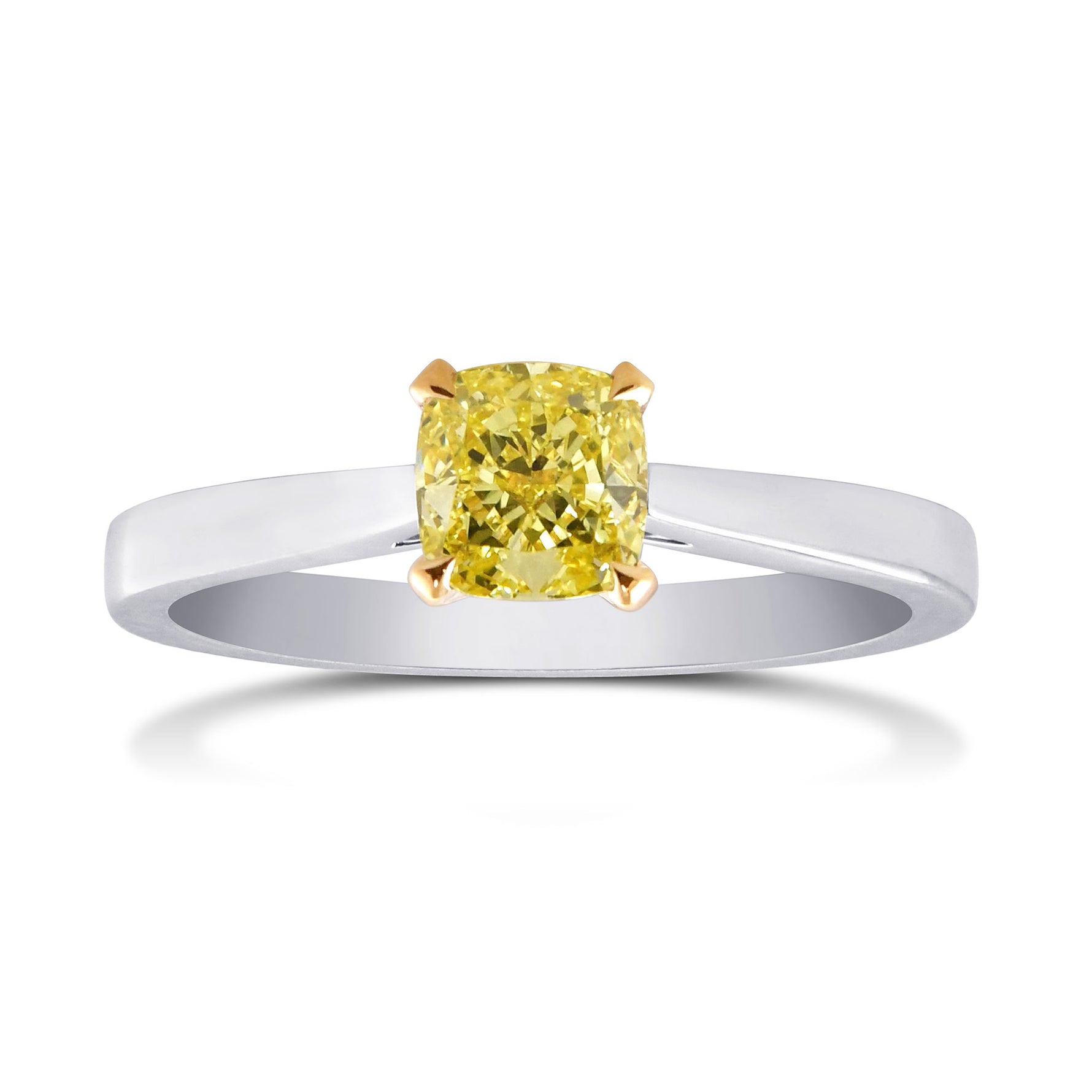 Fancy Intense Yellow Cushion Diamond Solitaire Ring