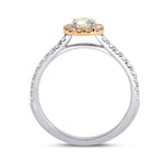 White and Fancy Pink Diamond Halo Ring