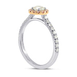 White and Fancy Pink Diamond Halo Ring
