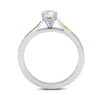 Round White and Fancy Intense Yellow Diamond Pave Engagement Ring