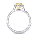 Fancy Yellow Cushion Diamond Halo Ring
