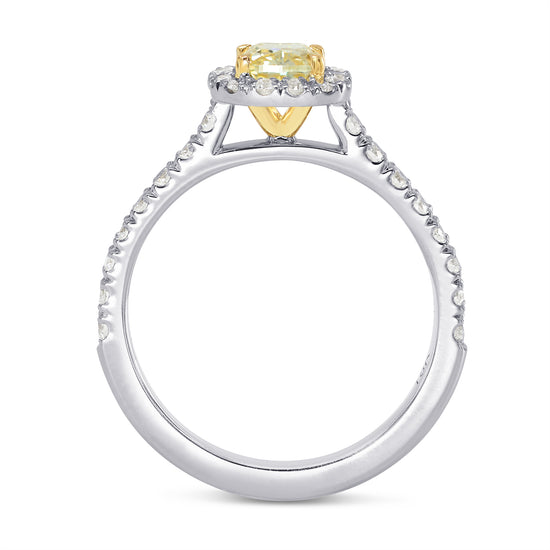 Fancy Yellow Cushion Diamond Halo Ring