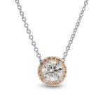 Round White and Pink Diamond Pendant