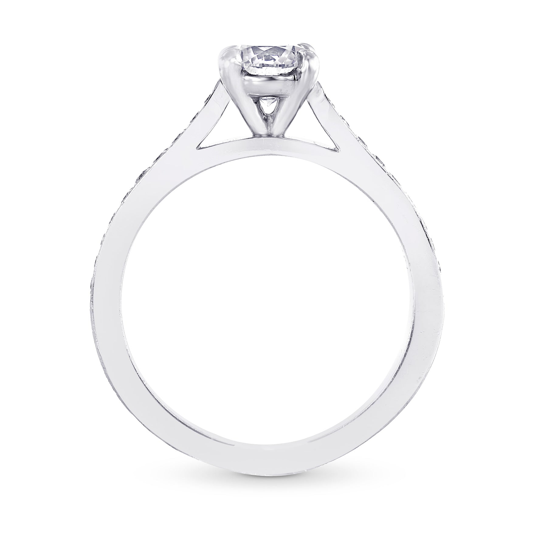 Round White and Pink Diamond Pave Engagement Ring