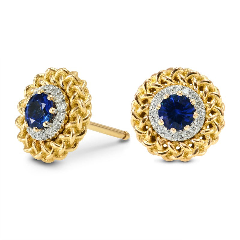 Sapphire & Diamond Designer Stud Earrings