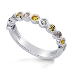 11 Stone Multicolored Diamond Stackable Bezel Band Ring