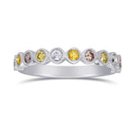 11 Stone Multicolored Diamond Stackable Bezel Band Ring