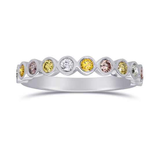 11 Stone Multicolored Diamond Stackable Bezel Band Ring