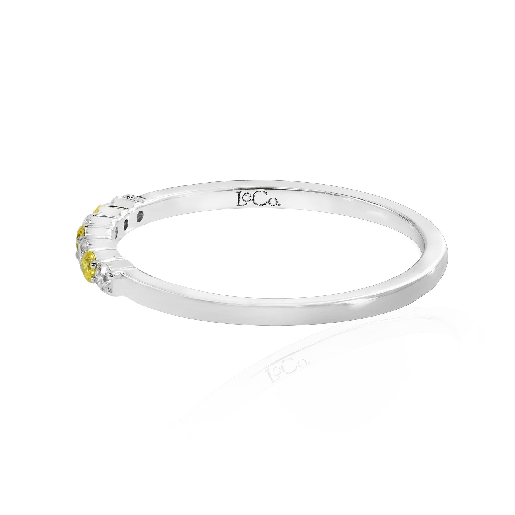 Fancy Vivid Yellow and White Diamond 7 Stone Stacking Band Ring
