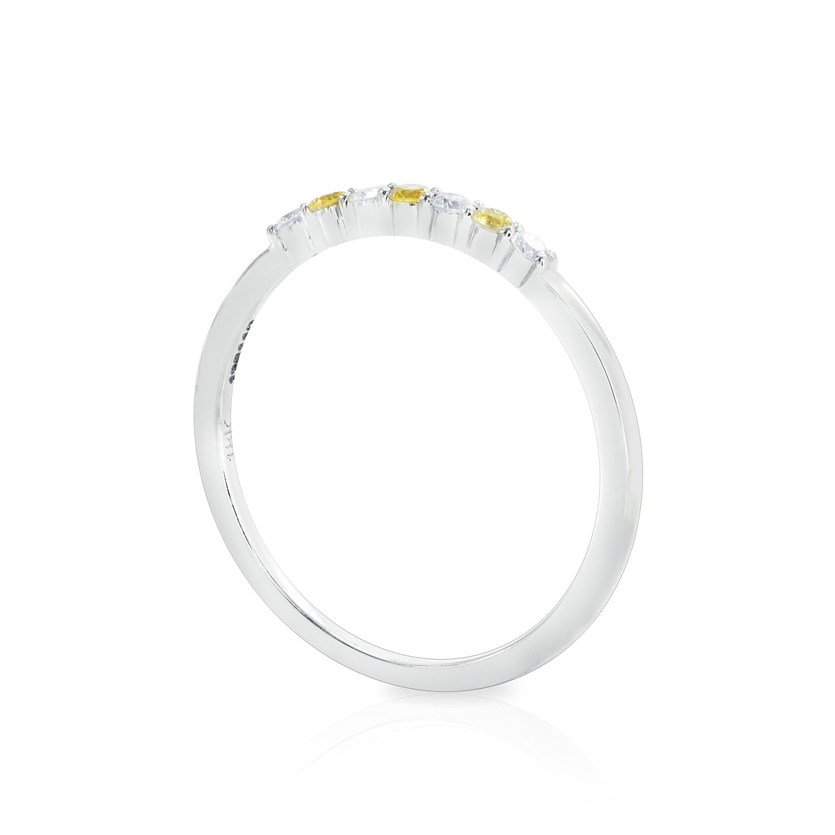 Fancy Vivid Yellow and White Diamond 7 Stone Stacking Band Ring