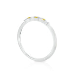 Fancy Vivid Yellow and White Diamond 7 Stone Stacking Band Ring