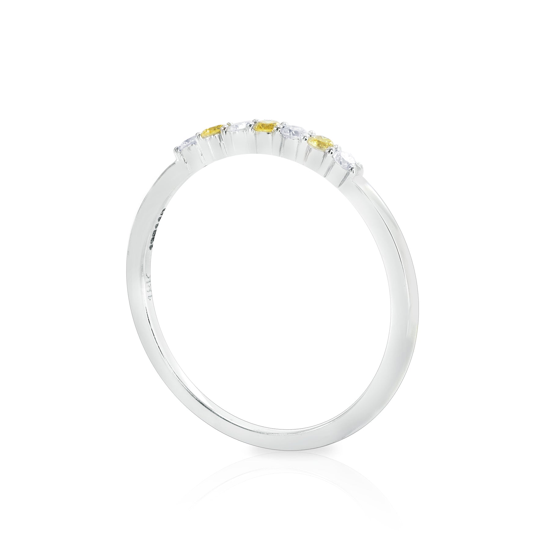 Fancy Vivid Yellow and White Diamond 7 Stone Stacking Band Ring