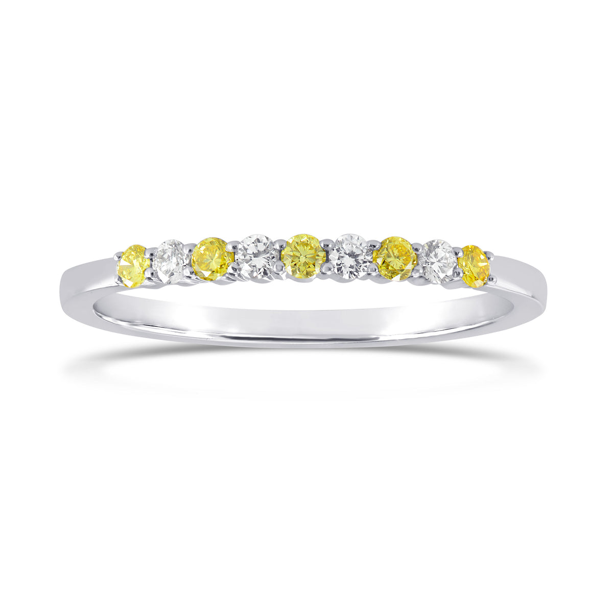 Fancy Intense Yellow and White Diamond 9 Stone Stacking Band Ring