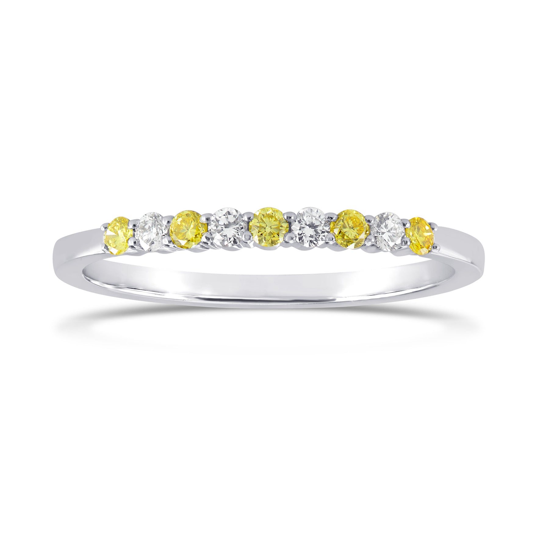 Fancy Intense Yellow and White Diamond 9 Stone Stacking Band Ring
